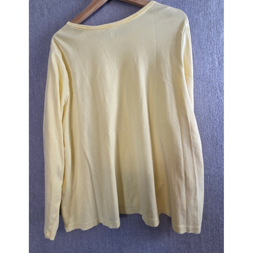 L L BEAN Knit TOP Long Sleeve Pale Yellow Supima Cotton Size 3X Stretch Comfort - Picture 2 of 6
